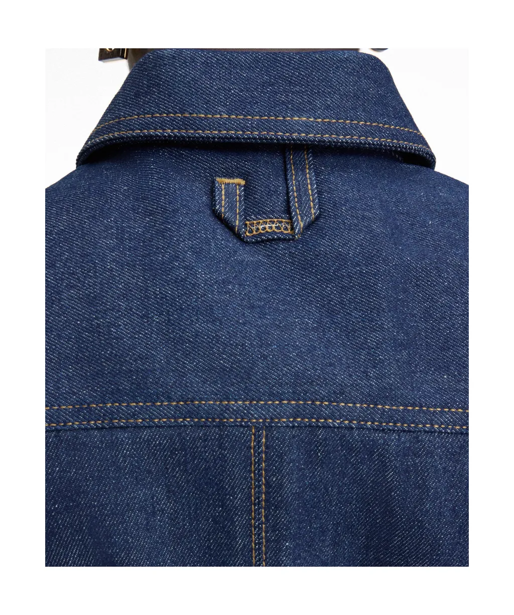 Tonal Stitched Denim Top