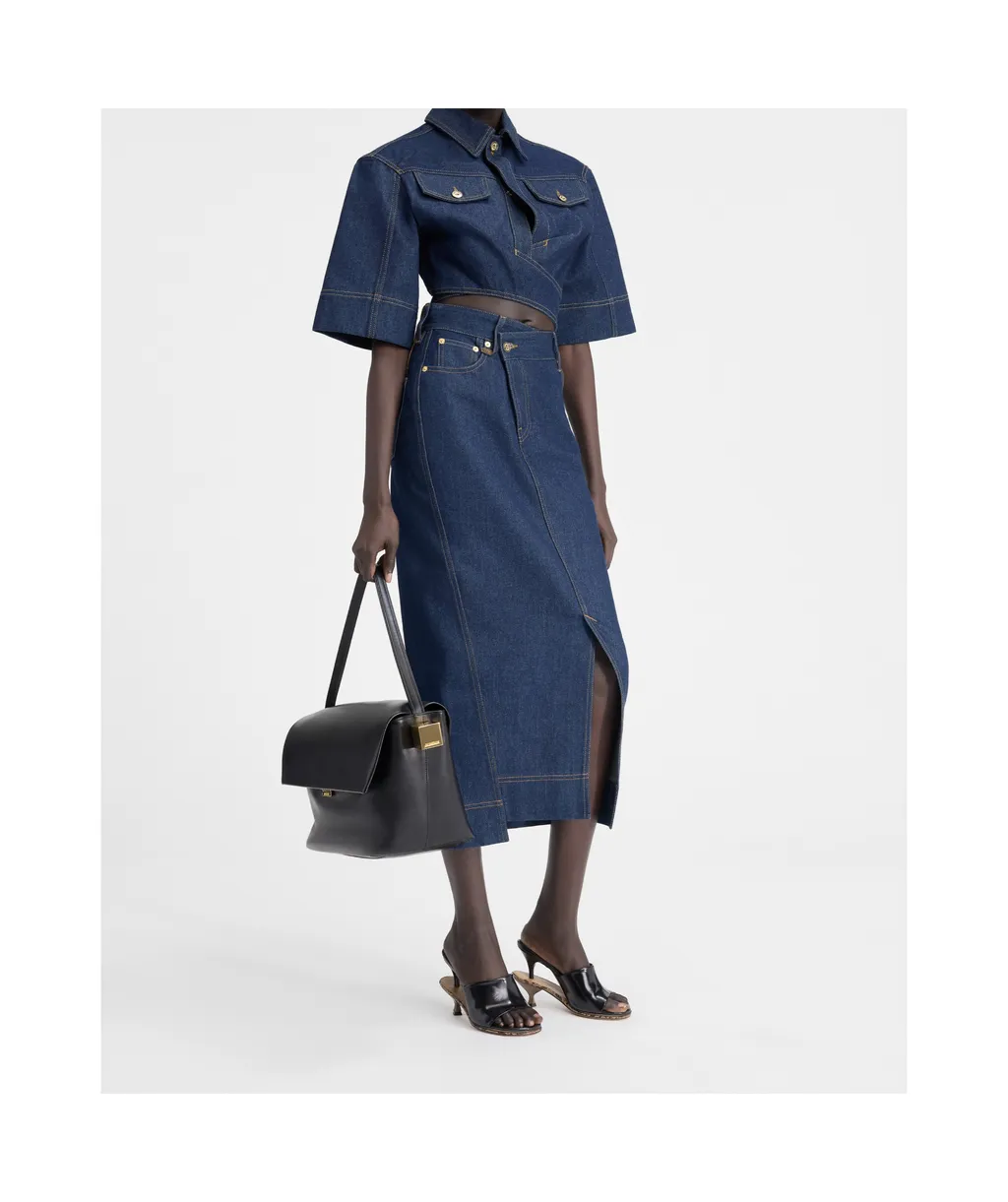 Tonal Stitched Denim Top