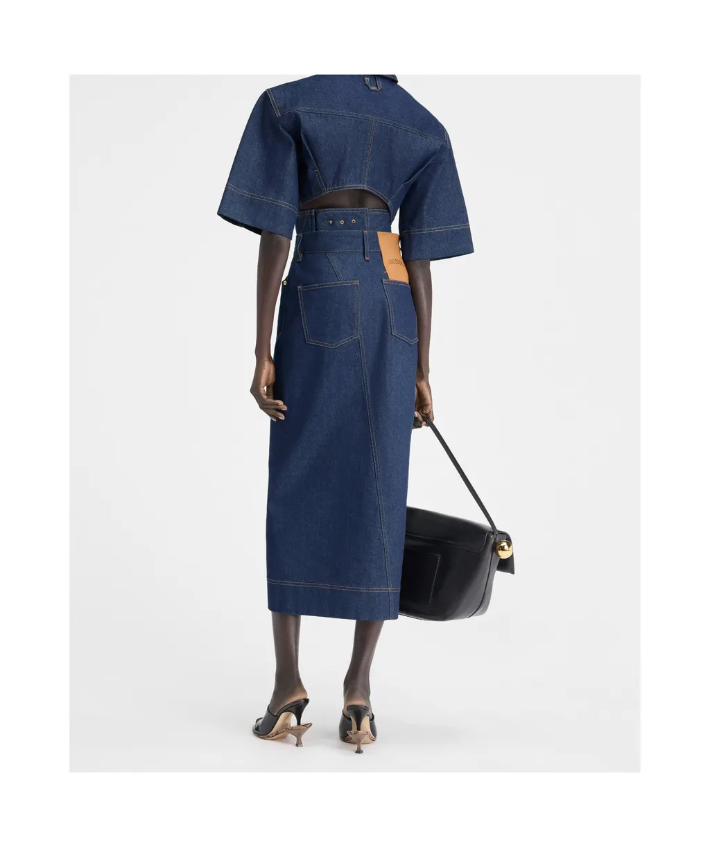 Tonal Stitched Denim Top