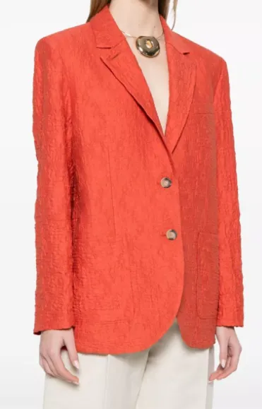 Crinkled Shoulder-Pads Blazer