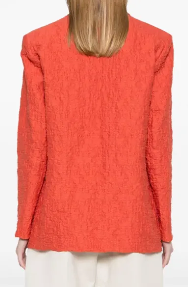 Crinkled Shoulder-Pads Blazer
