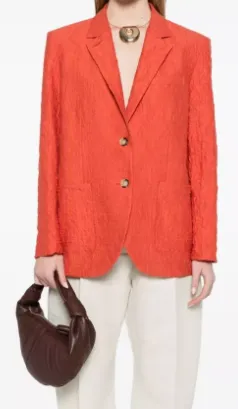 Crinkled Shoulder-Pads Blazer