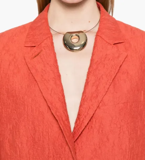 Crinkled Shoulder-Pads Blazer