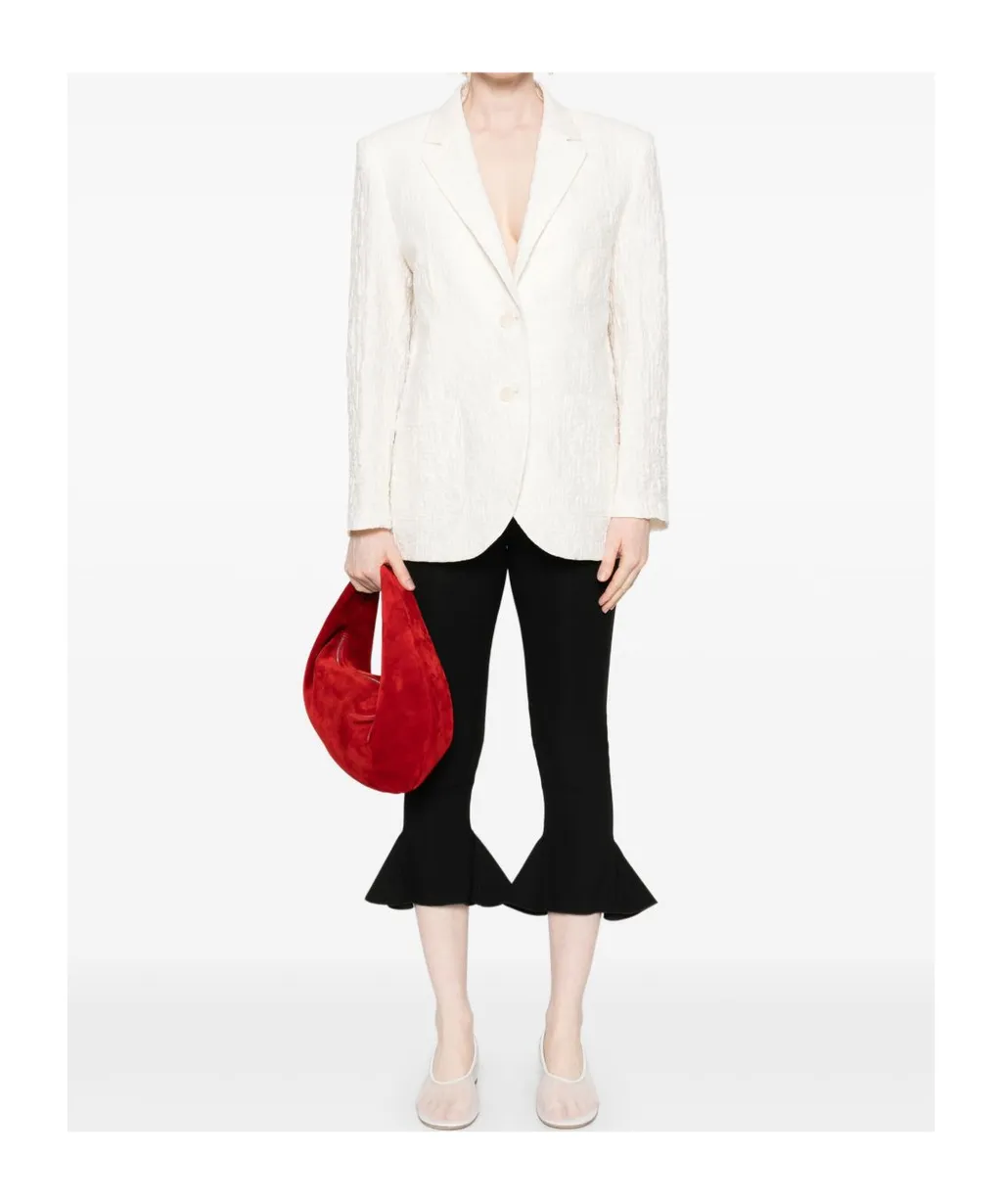 Crinkled Shoulder-Pads Blazer