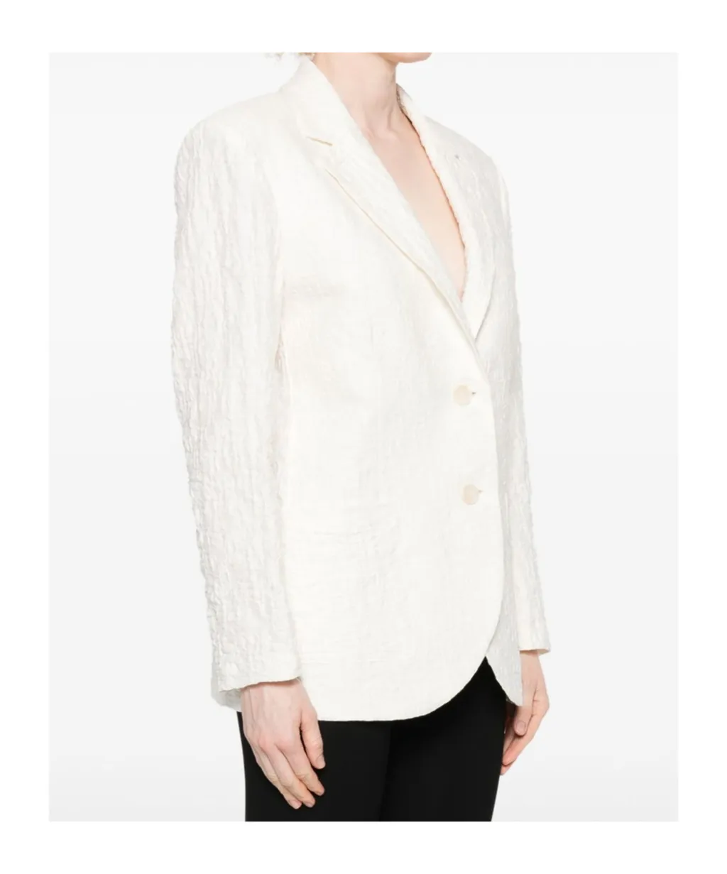 Crinkled Shoulder-Pads Blazer