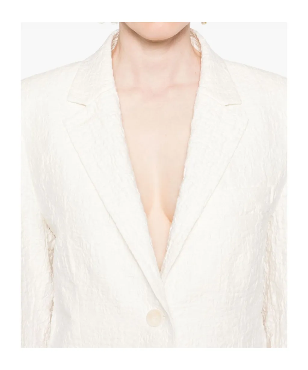 Crinkled Shoulder-Pads Blazer