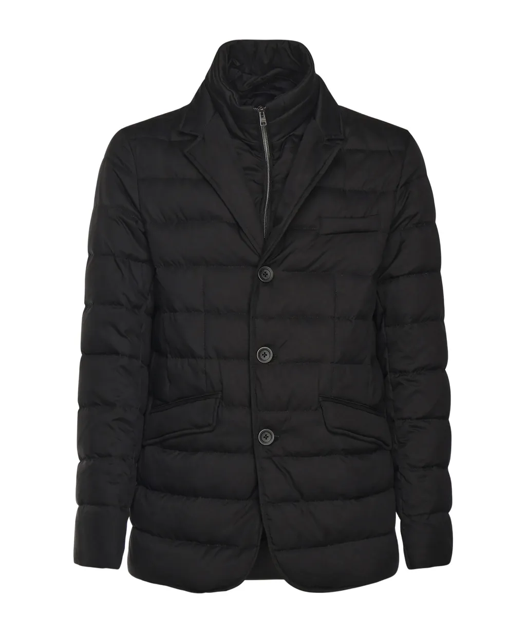 Quilted Long-Sleeved Down Jacket