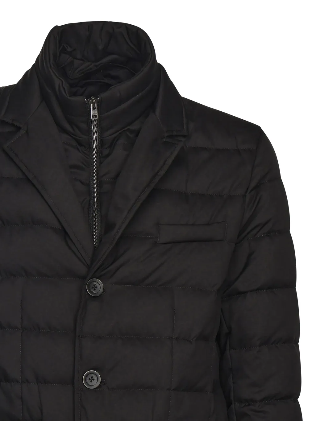 Quilted Long-Sleeved Down Jacket