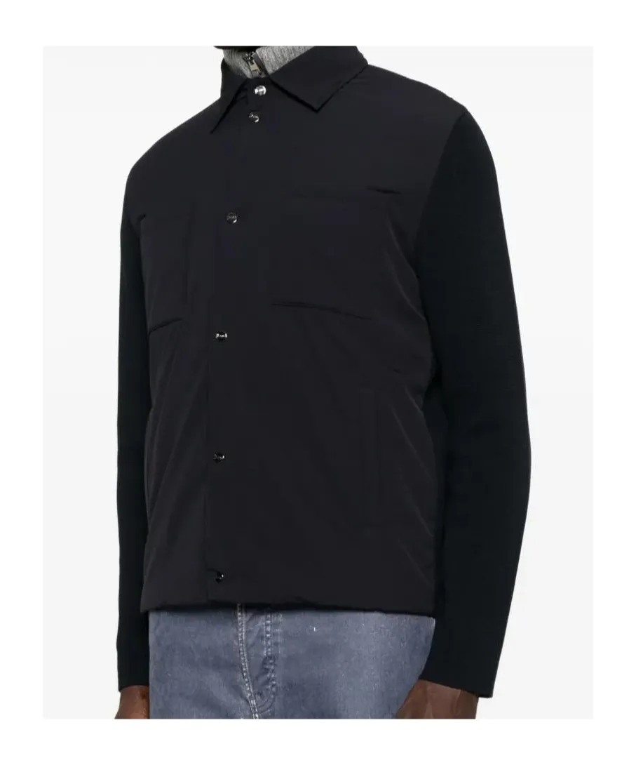 Knitted-Sleeve Buttoned Jacket
