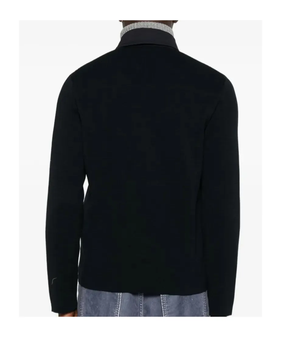 Knitted-Sleeve Buttoned Jacket
