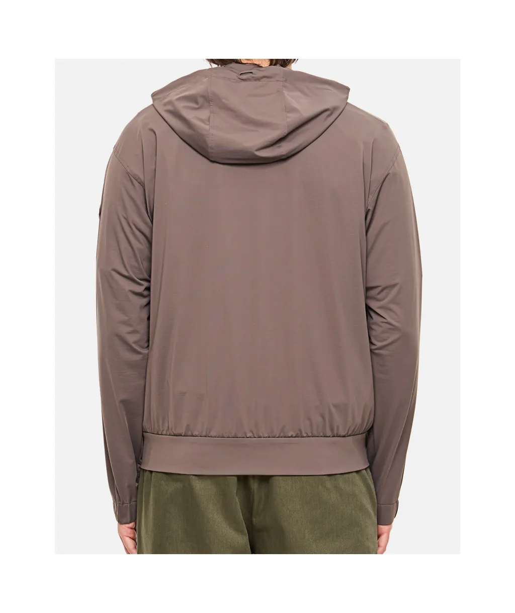 Logo Patch Zip-Up Drawstring Hoodie