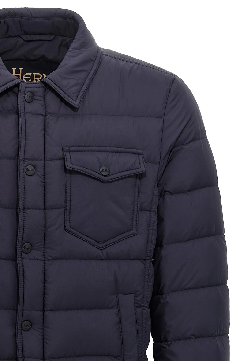 Snap-Buttoned Quilted Down Jacket