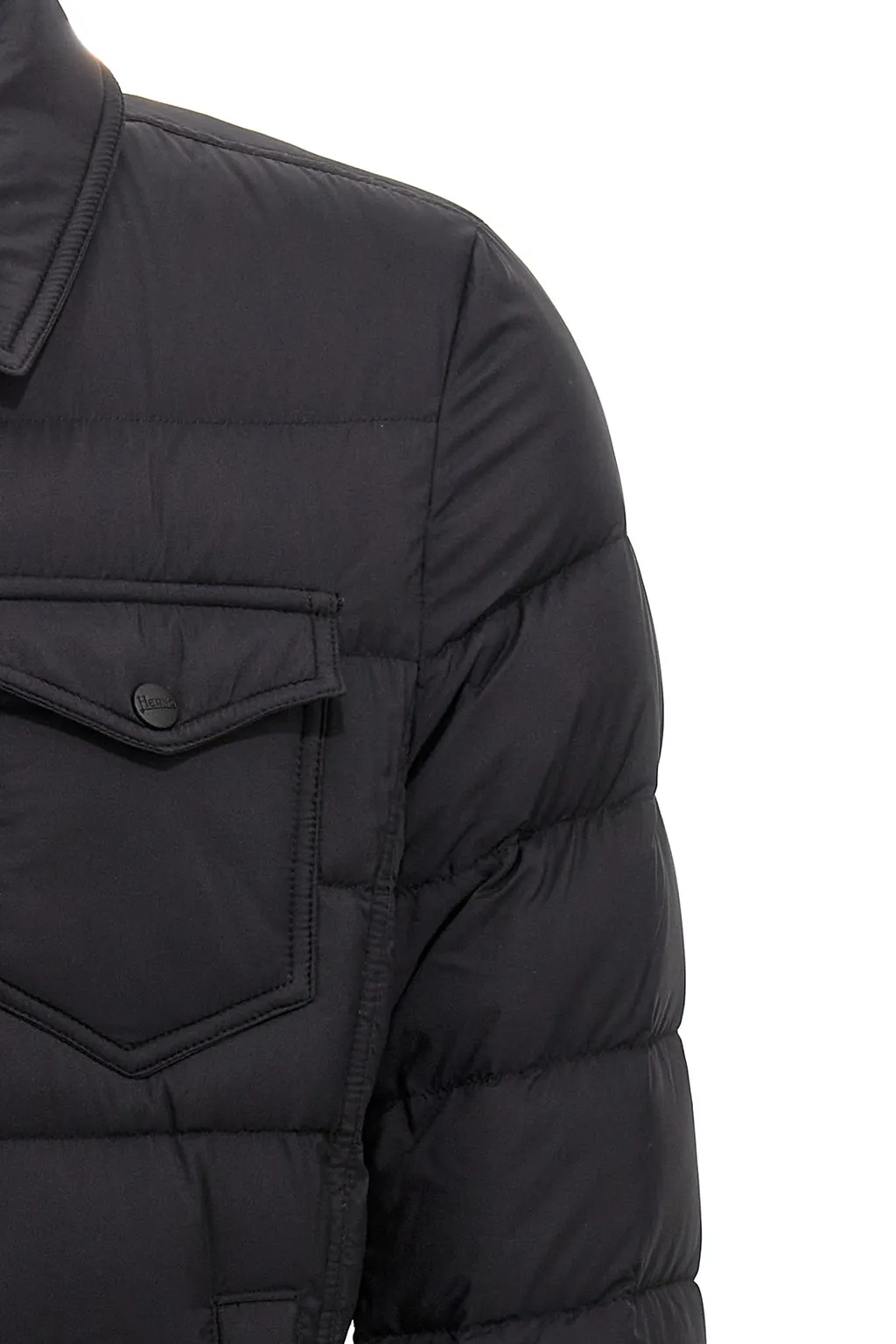 Snap-Buttoned Quilted Down Jacket
