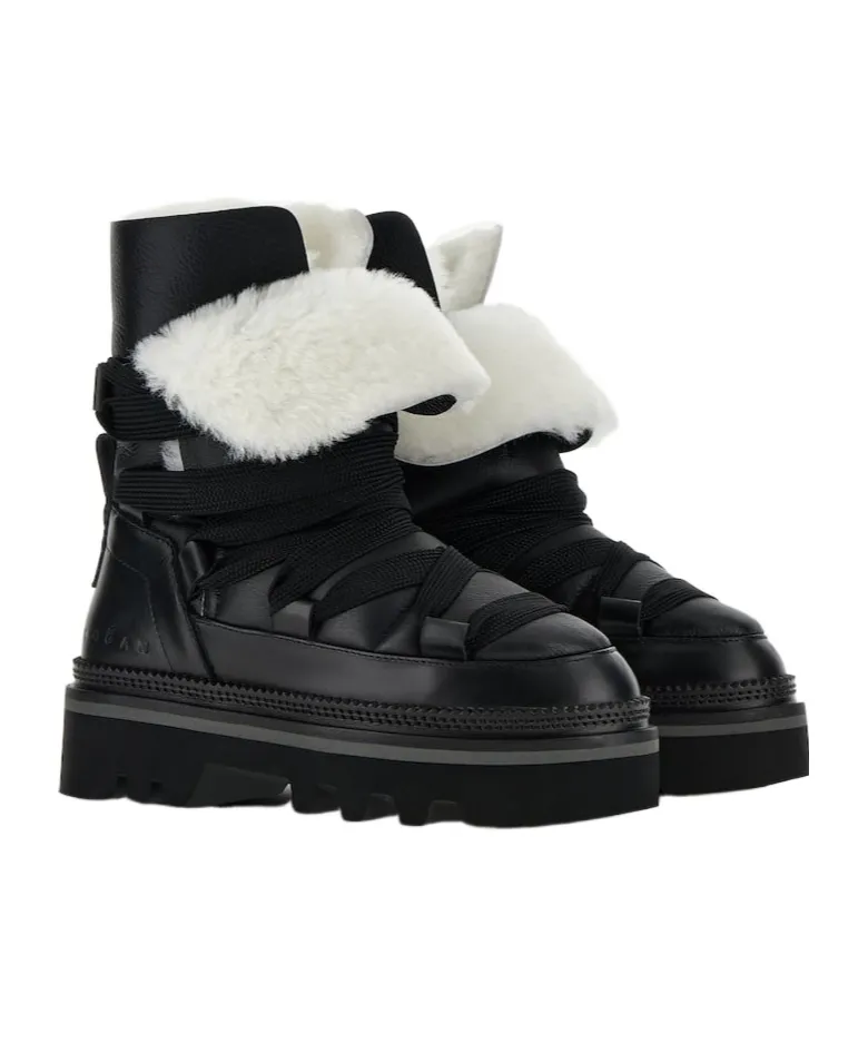 Faux-Fur Lace-Up Ankle Boots