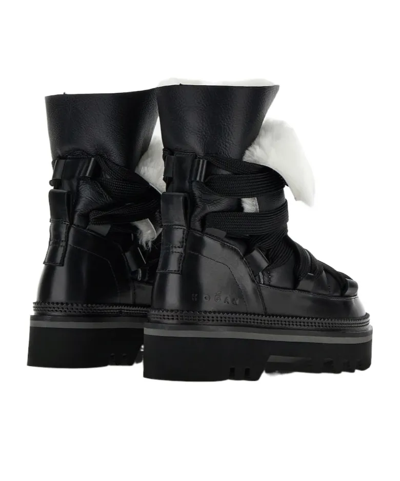 Faux-Fur Lace-Up Ankle Boots