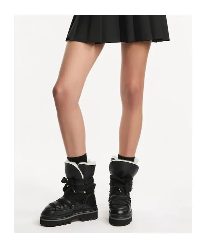 Faux-Fur Lace-Up Ankle Boots