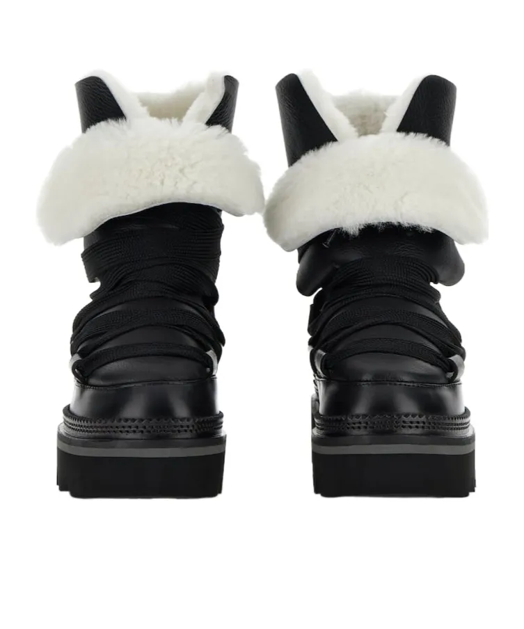 Faux-Fur Lace-Up Ankle Boots