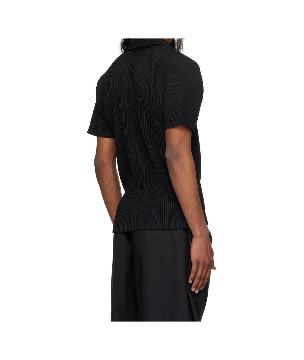 Short-Sleeved Pleated Polo Shirt