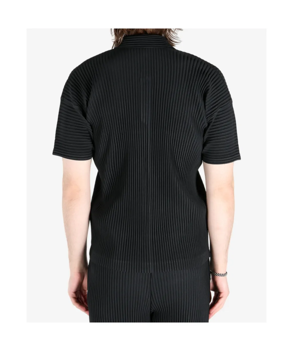 Short-Sleeved Pleated Polo Shirt