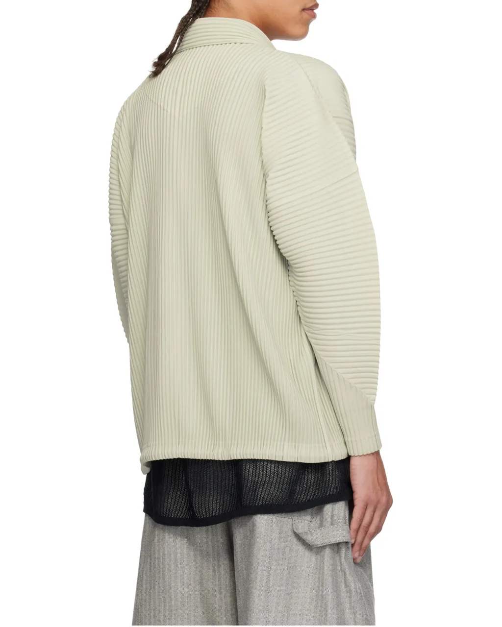 Pleated Button-Up Shirt