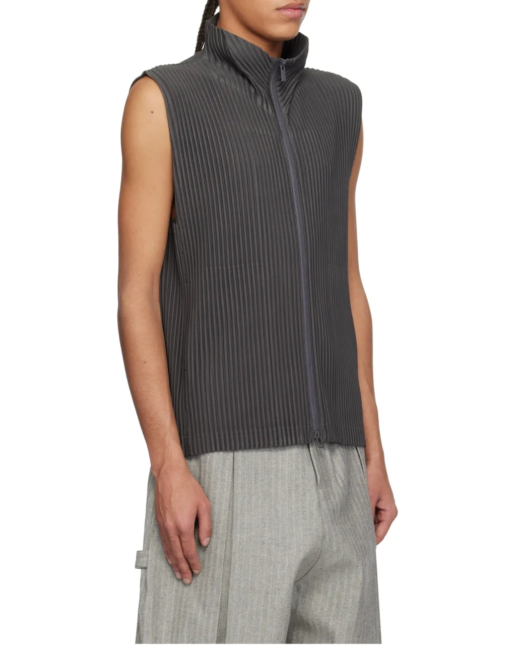 Pleated Zip-Front Vest