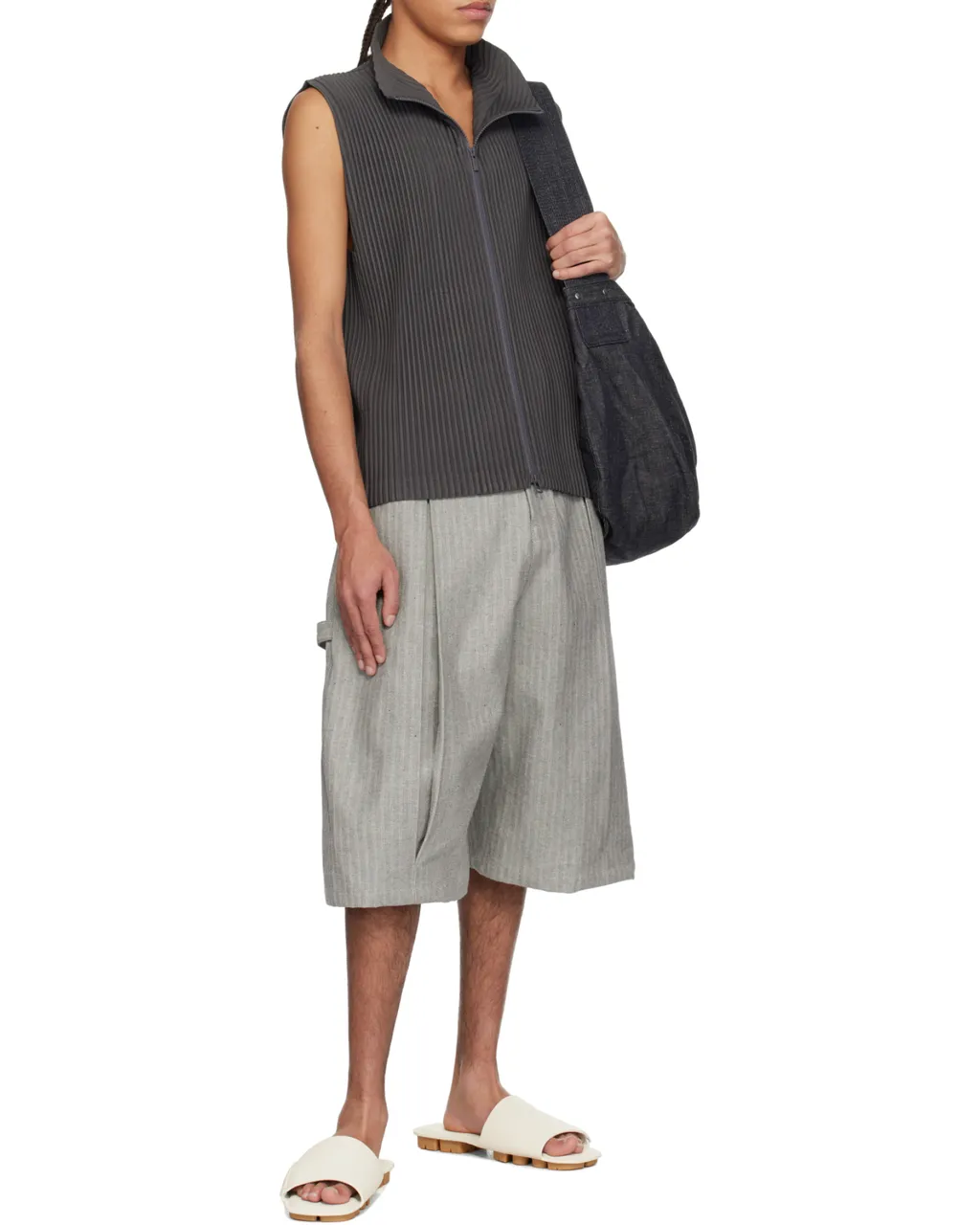 Pleated Zip-Front Vest