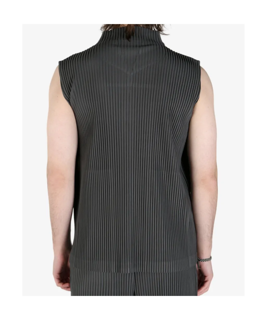 Pleated Zip-Front Vest