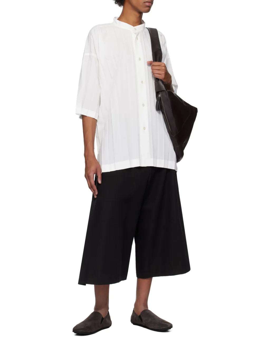 Short Sleeved Pleated Edge Shirt