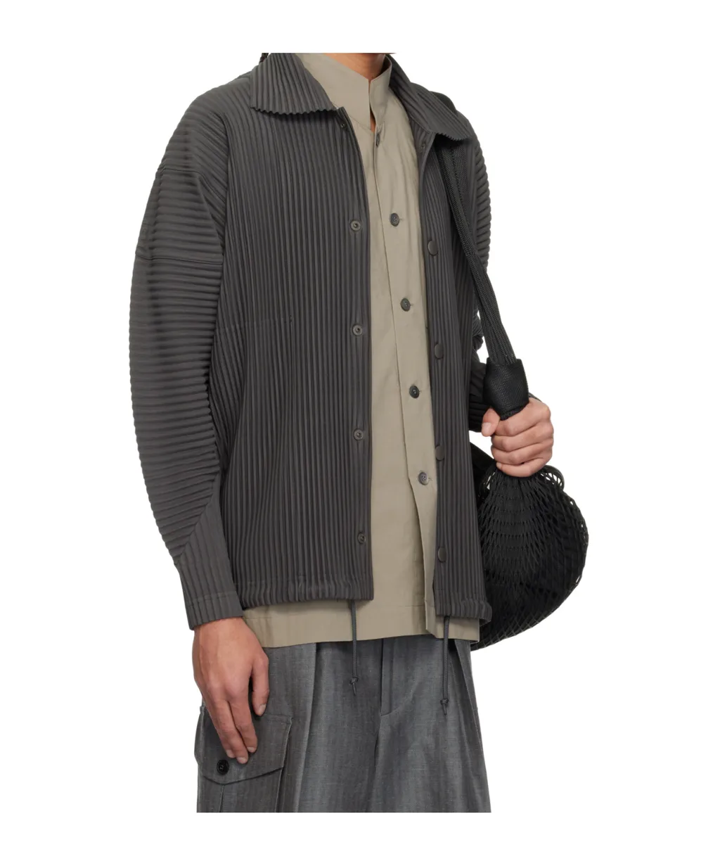 Pleated Button-Up Shirt
