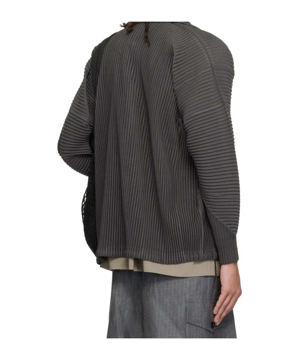 Pleated Button-Up Shirt
