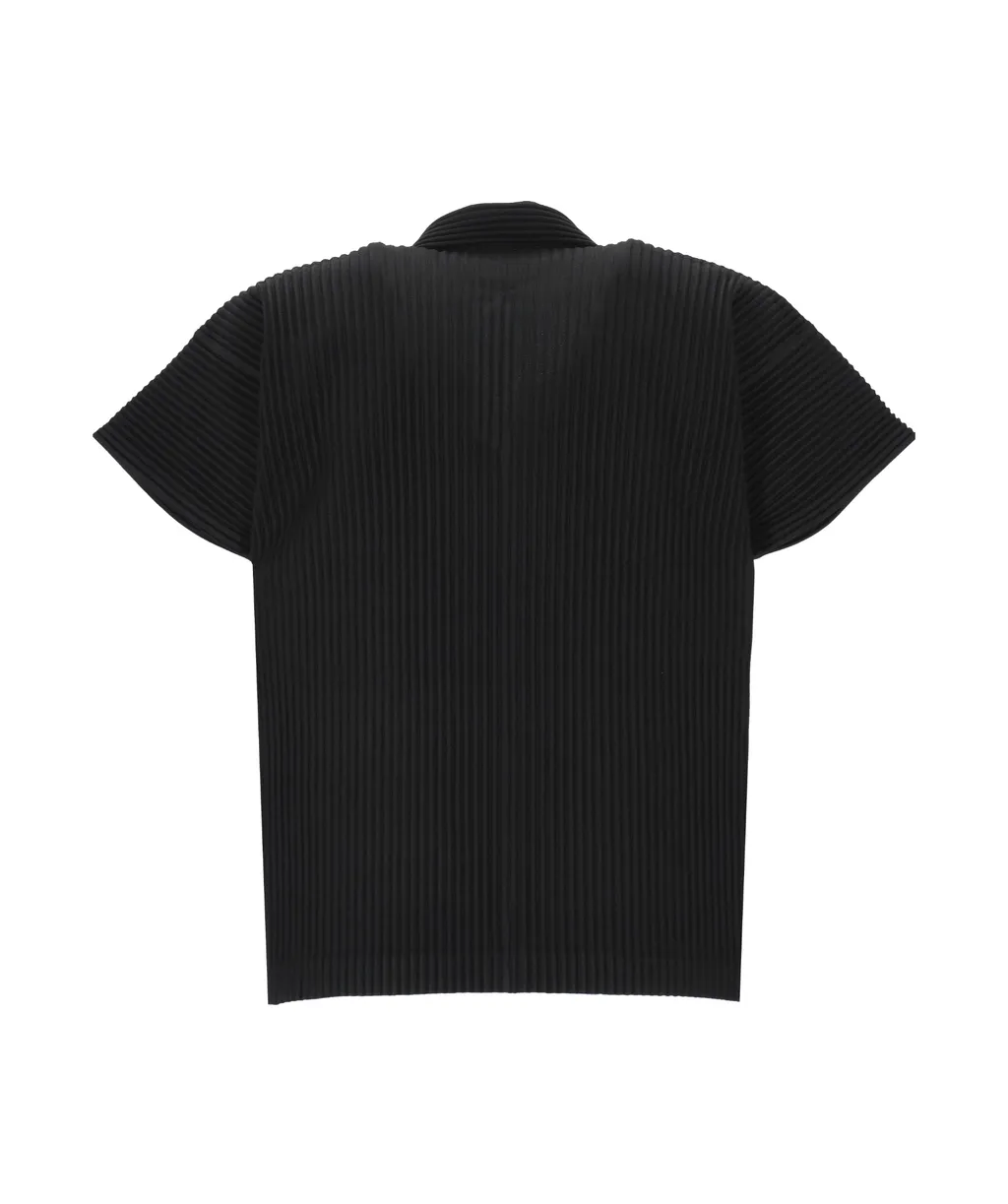 Pleated Split Neck Polo Shirt
