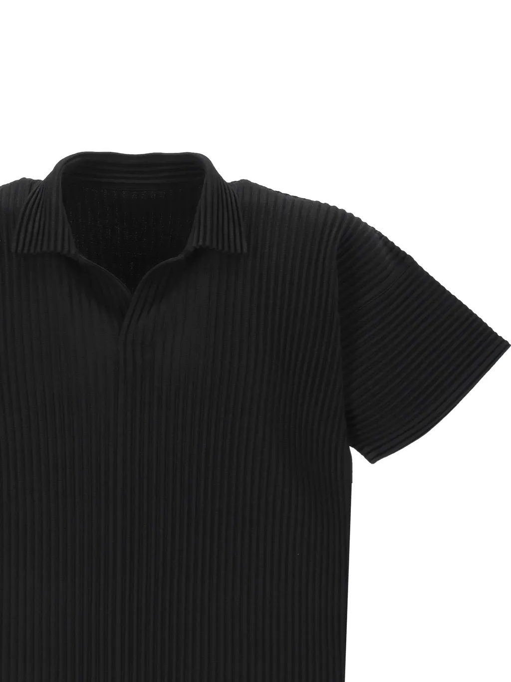 Pleated Split Neck Polo Shirt