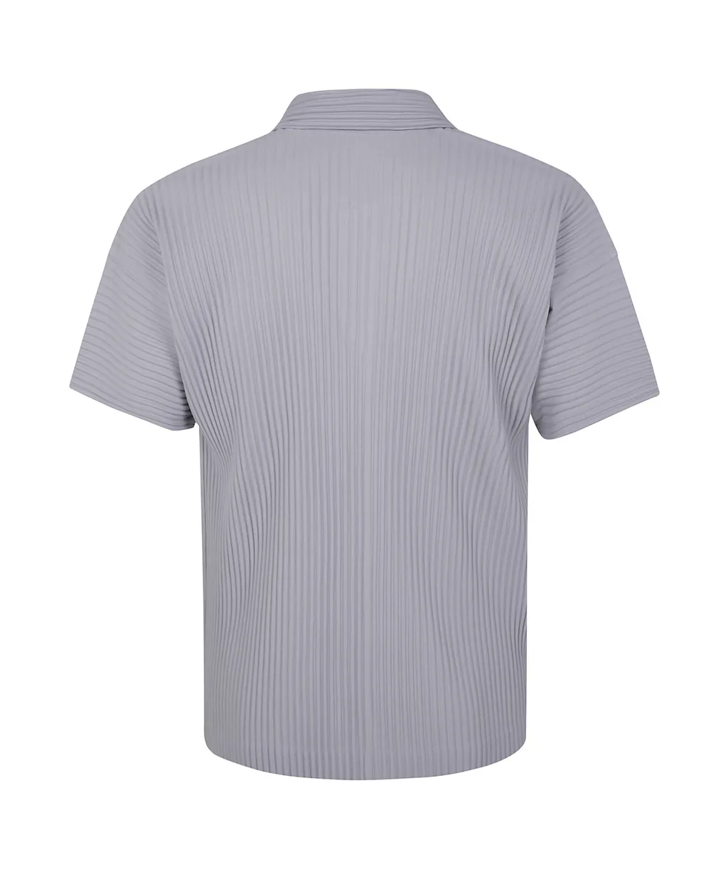 Pleated Split Neck Polo Shirt