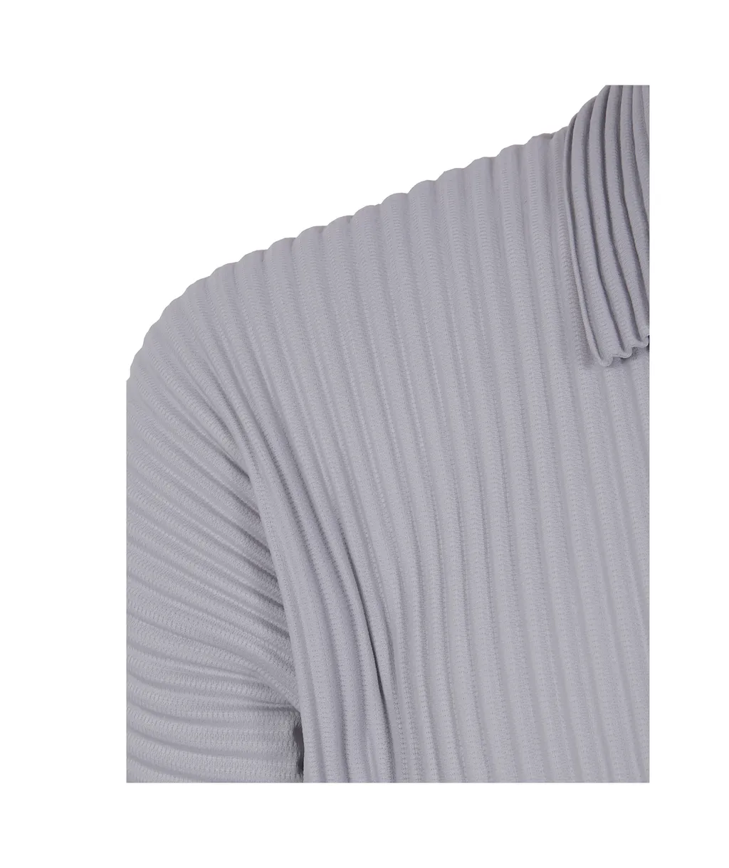Pleated Split Neck Polo Shirt