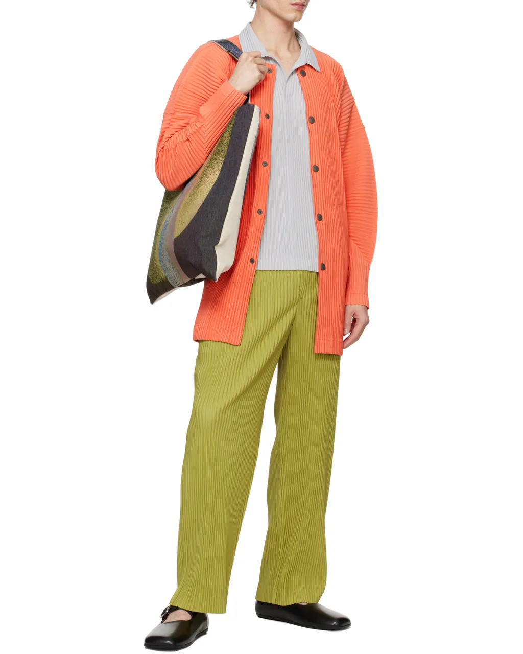 Plissé-Effect Tapered Trousers