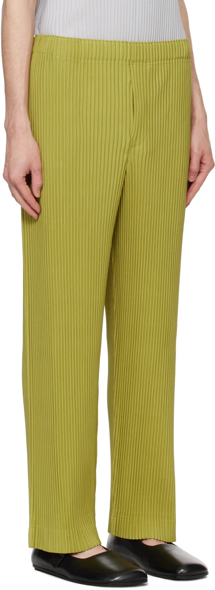 Plissé-Effect Tapered Trousers