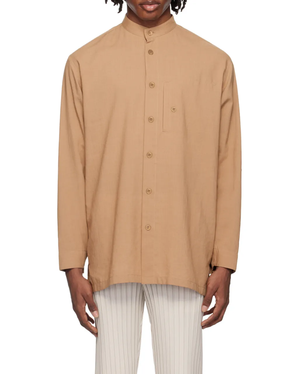 Stand-Collar Long-Sleeved Shirt