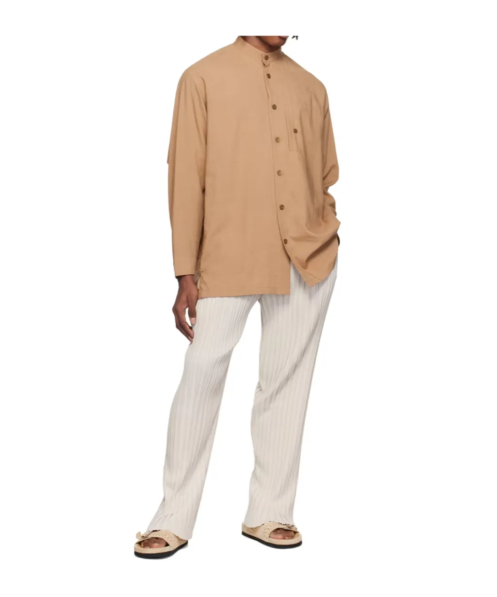 Stand-Collar Long-Sleeved Shirt