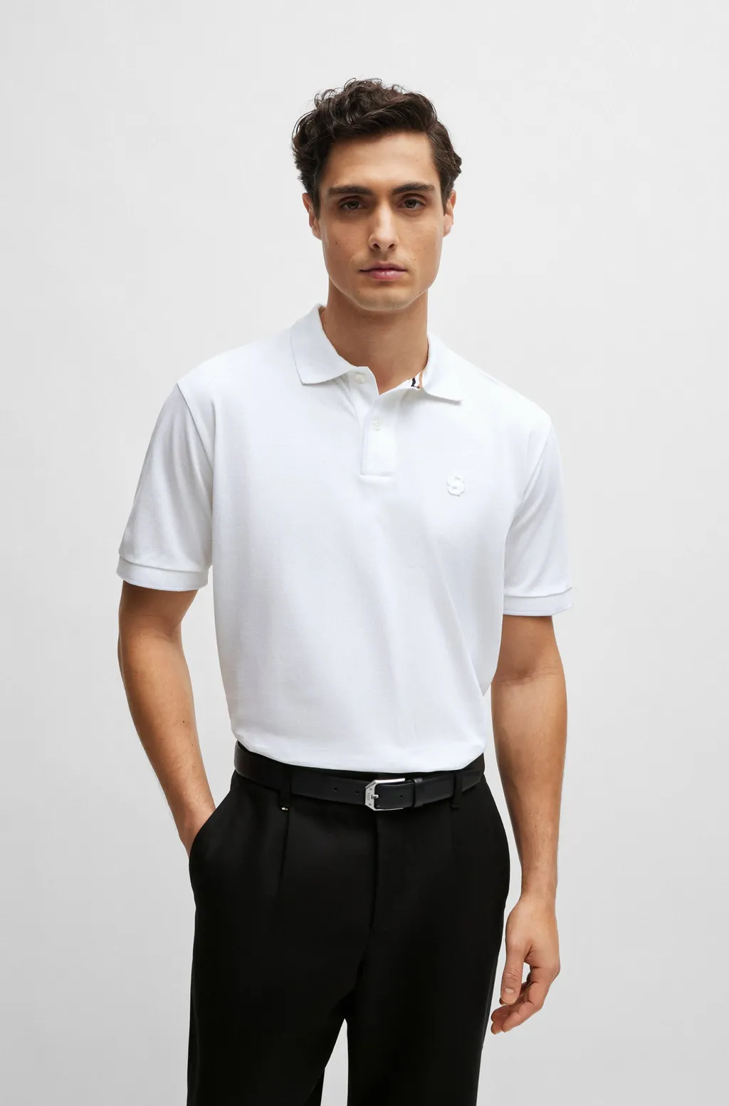 Embroidered Monogram Cotton Polo Shirt