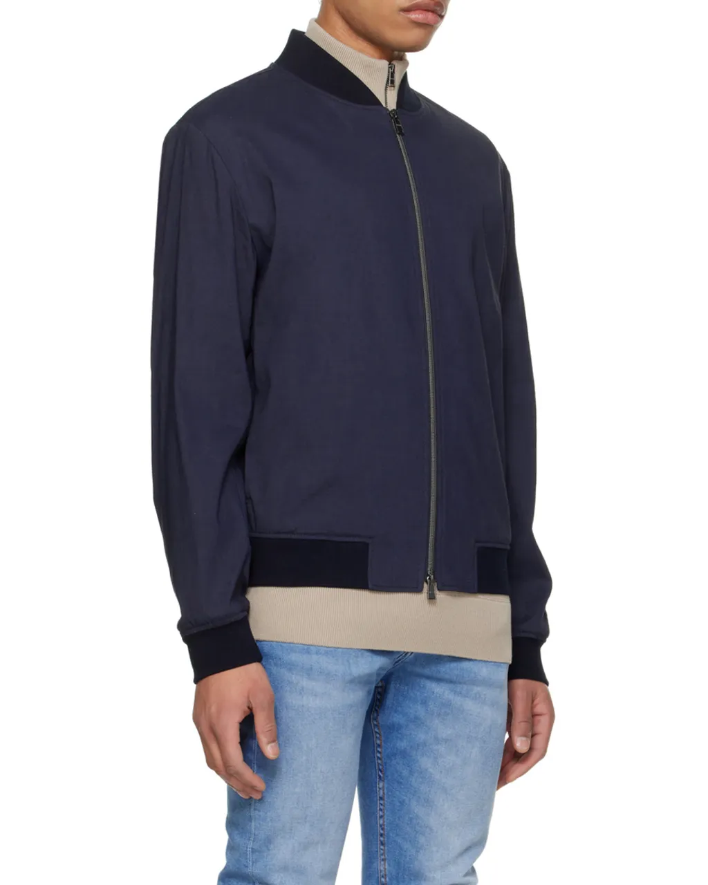 Right-Collar Zipper Casual Jacket
