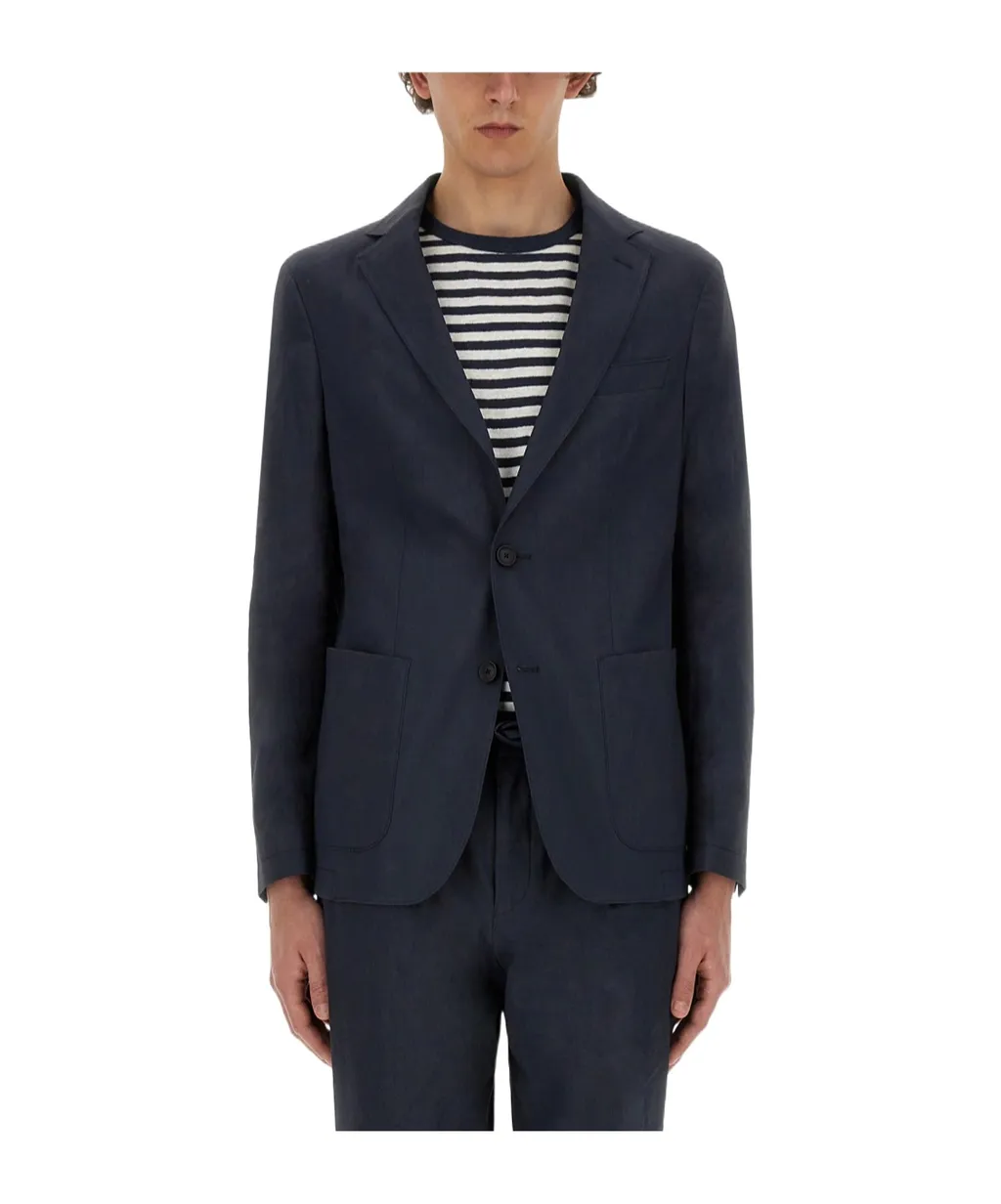 Single-Breasted Linen-Blend Blazer