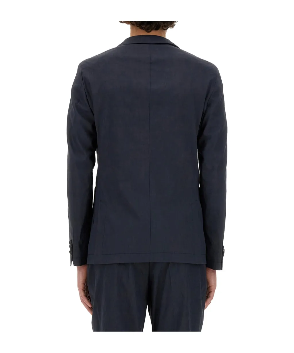 Single-Breasted Linen-Blend Blazer