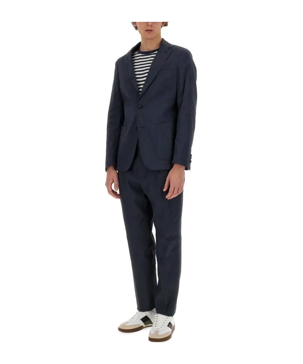 Single-Breasted Linen-Blend Blazer