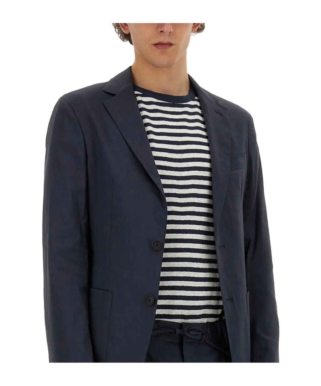 Single-Breasted Linen-Blend Blazer