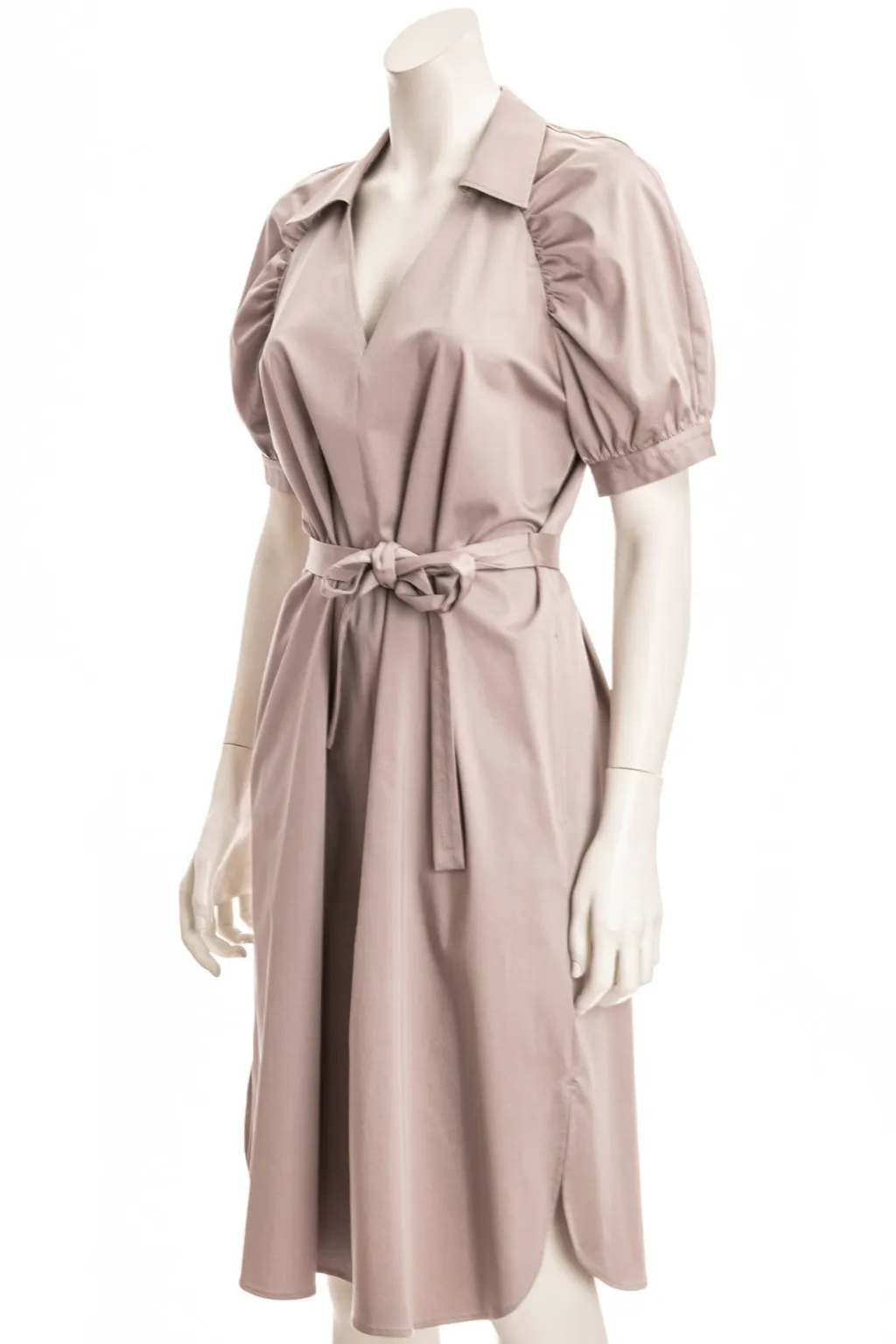 Belted Satin Midi Dress