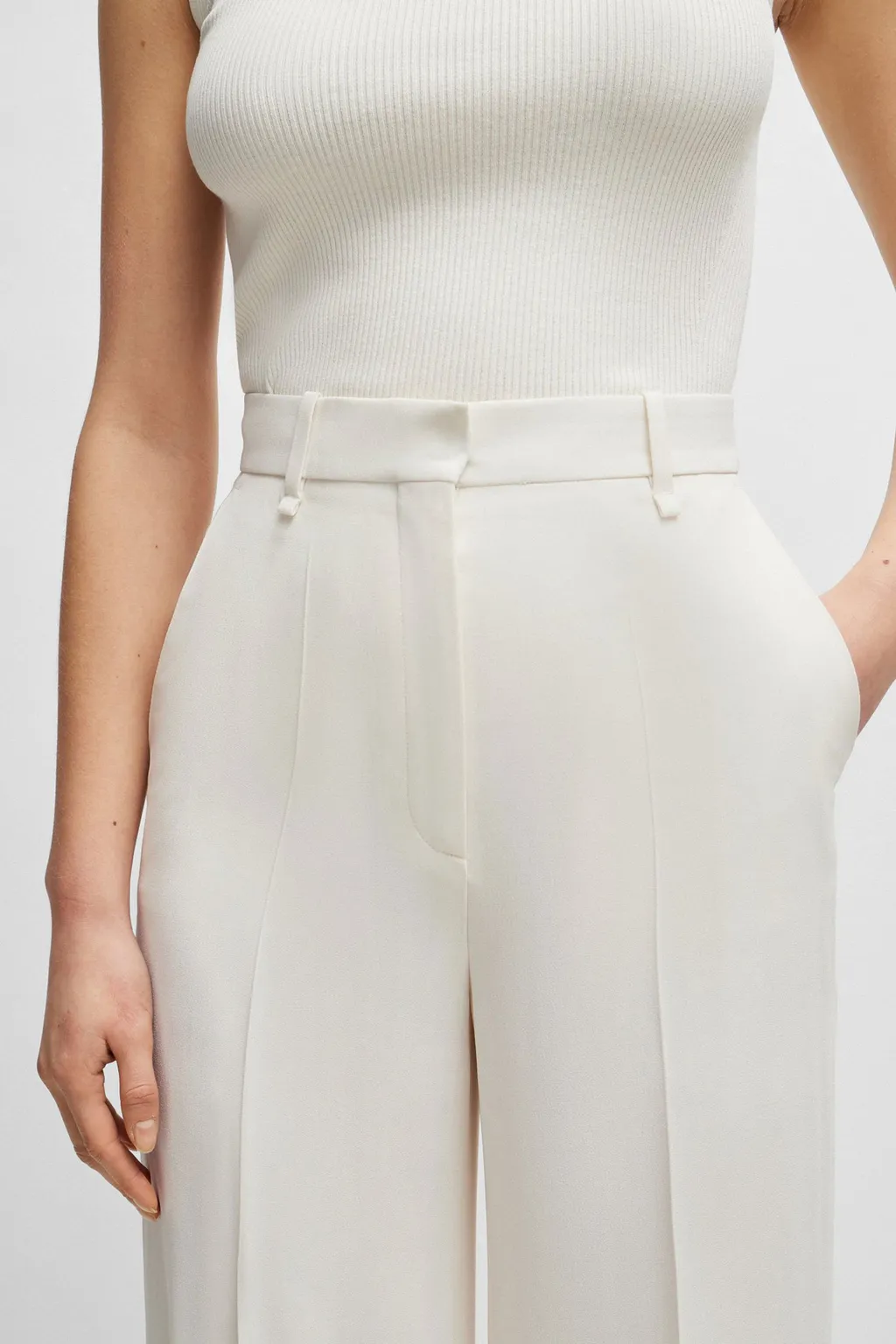 High-Waist Crepe Palazzo Pants