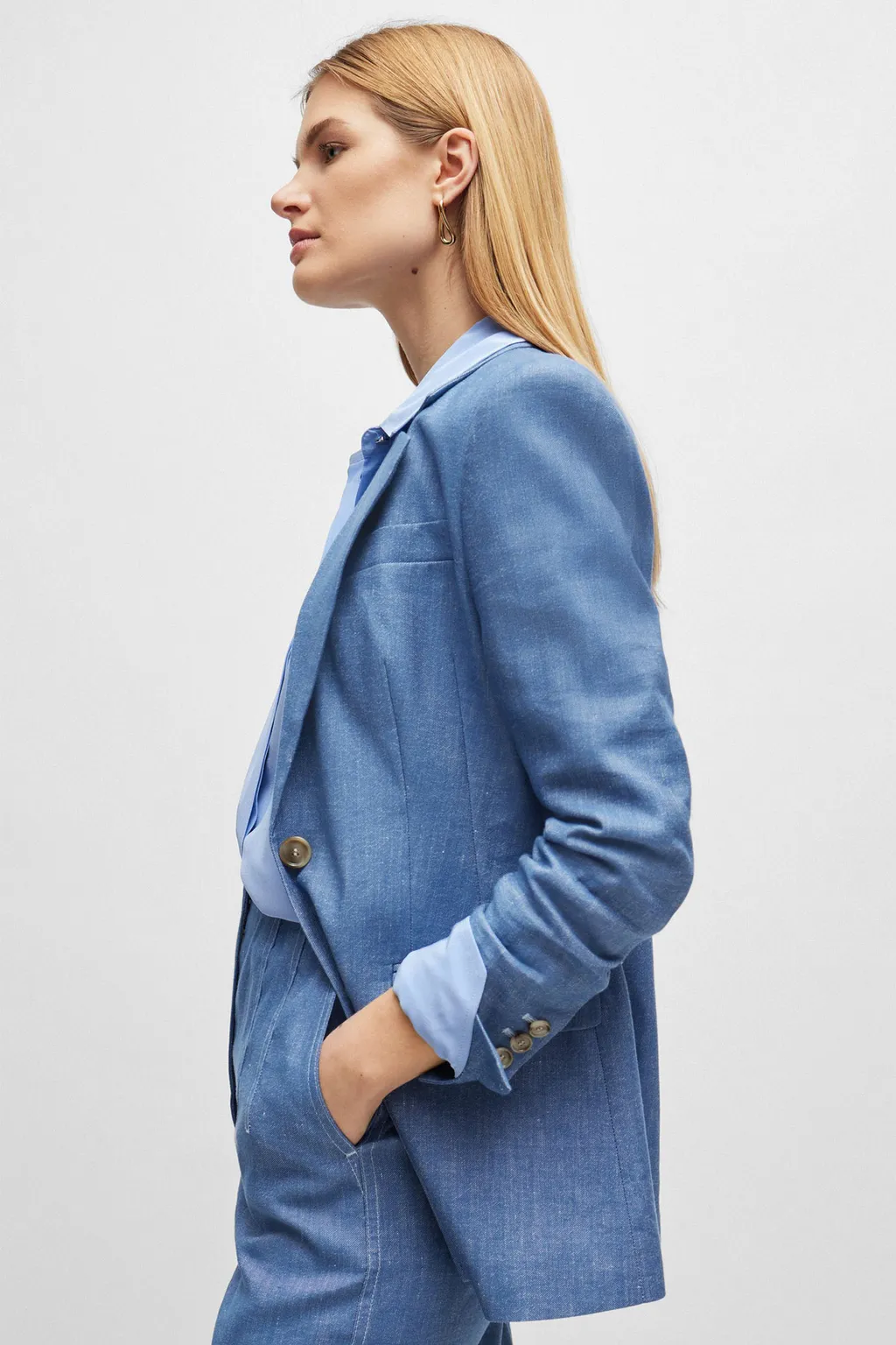Single-Breasted Twill Blazer