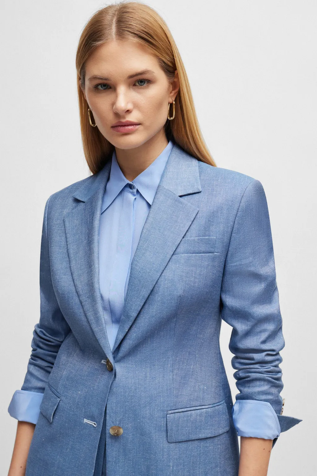 Single-Breasted Twill Blazer