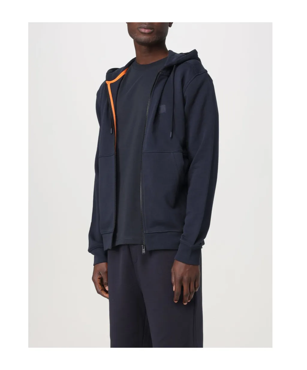 Logo Patch Zio-Up Drawstring Hoodie
