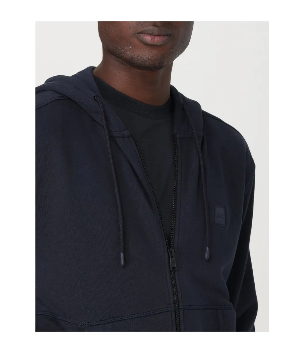 Logo Patch Zio-Up Drawstring Hoodie